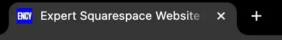 An example of a favicon on a Squarespace website in a browser window.