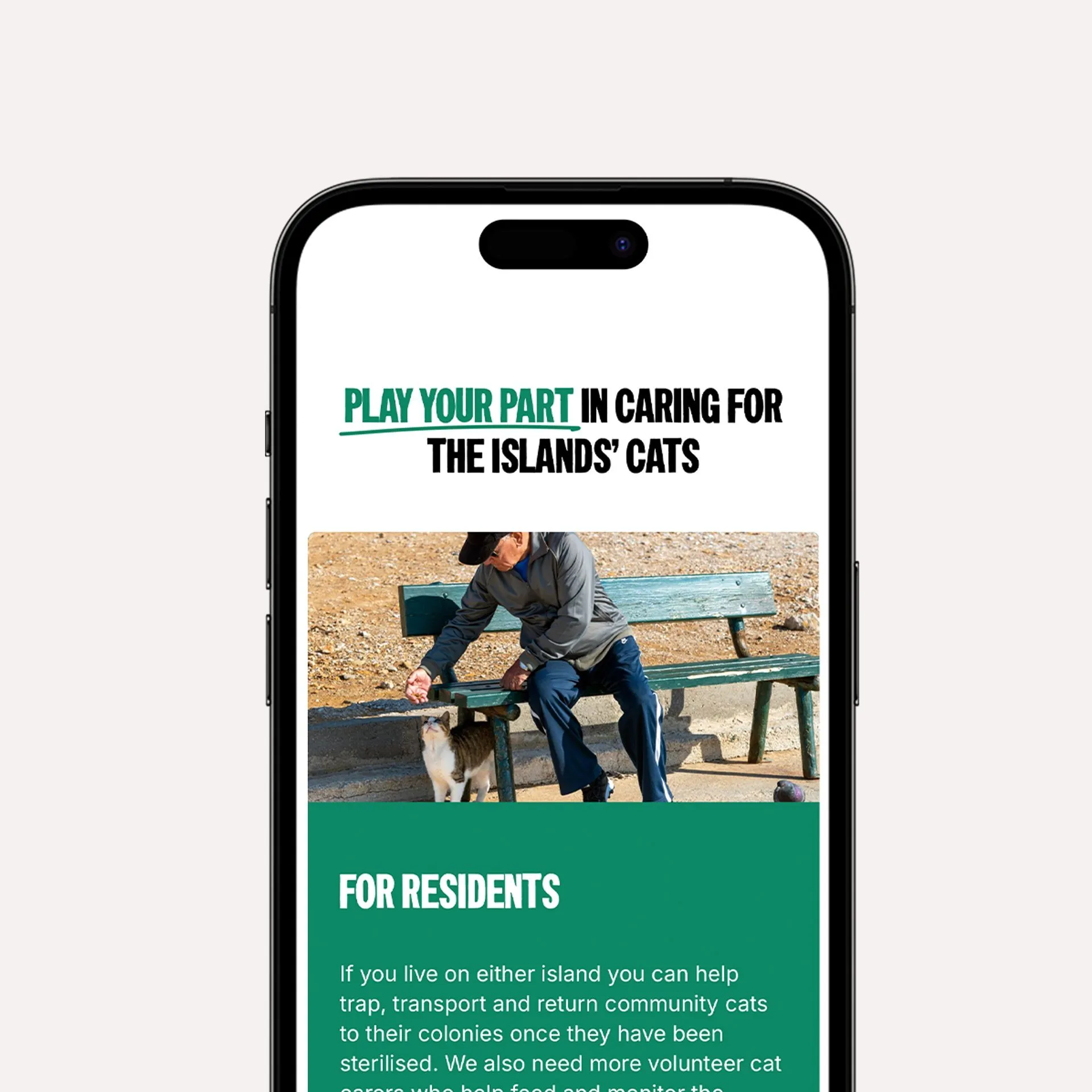 Animal Action Greece website on a phone