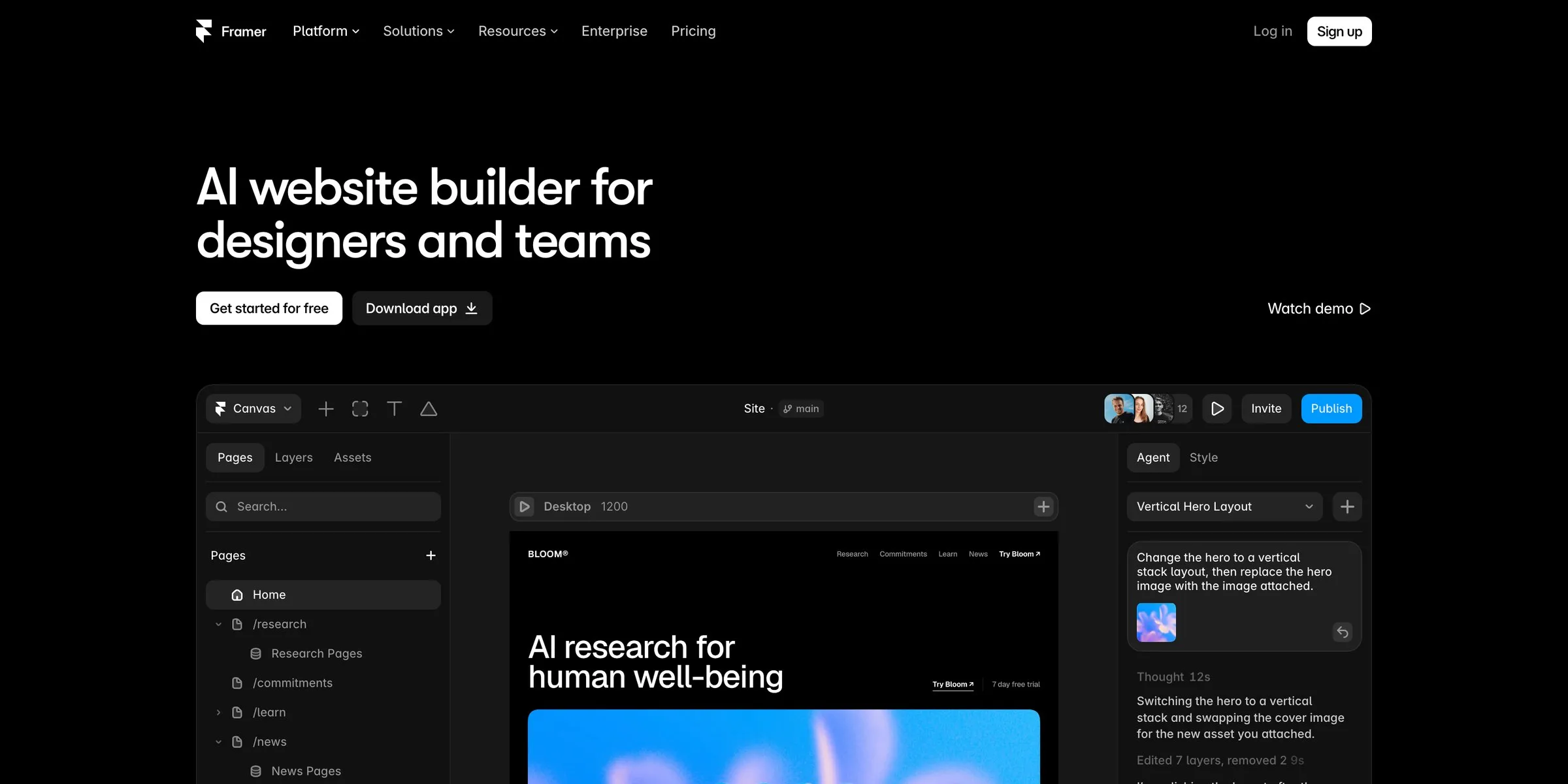 Framer’s AI page