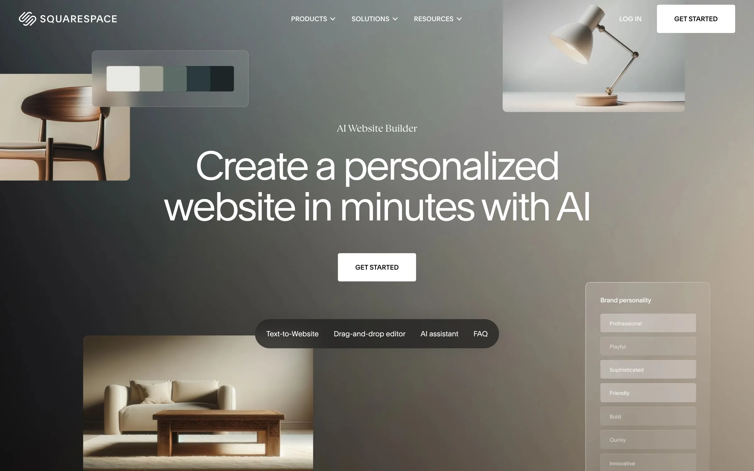 Squarespace’s AI website builder page
