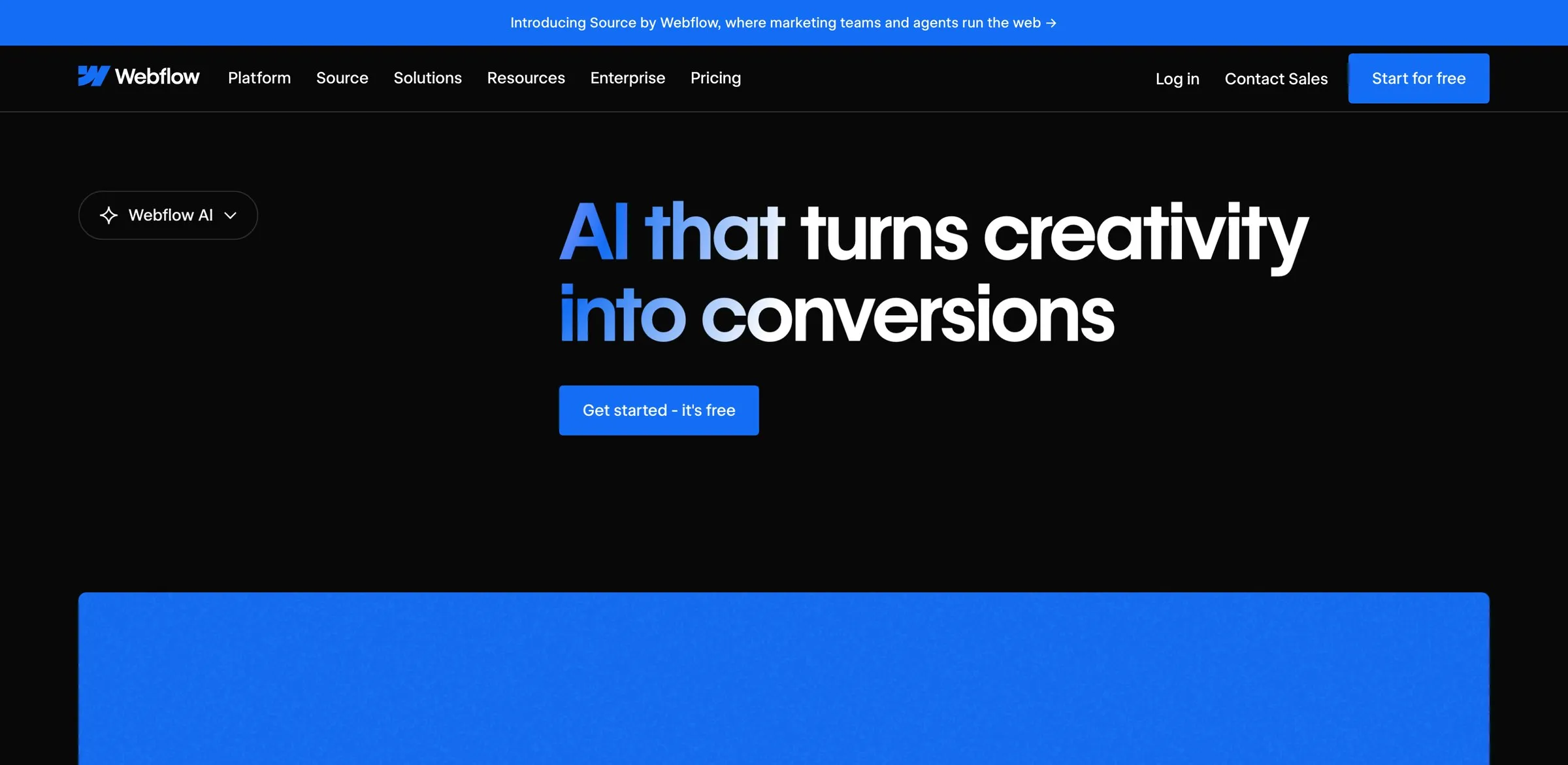 Webflow’s AI page