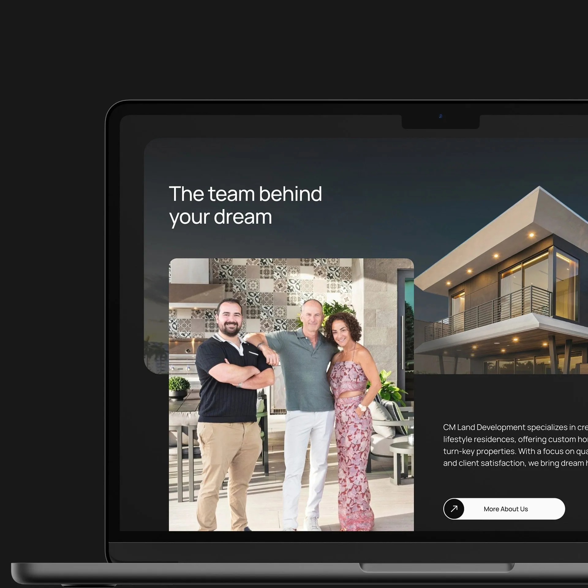 CM Land Development website on a laptop