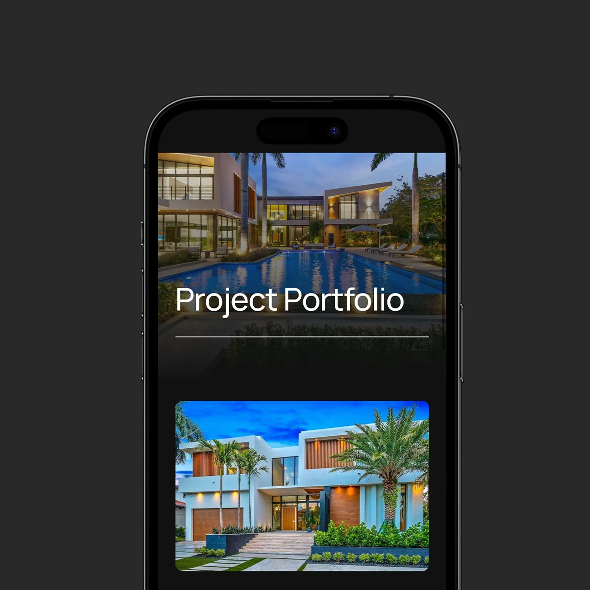 CM Land Development website on a phone