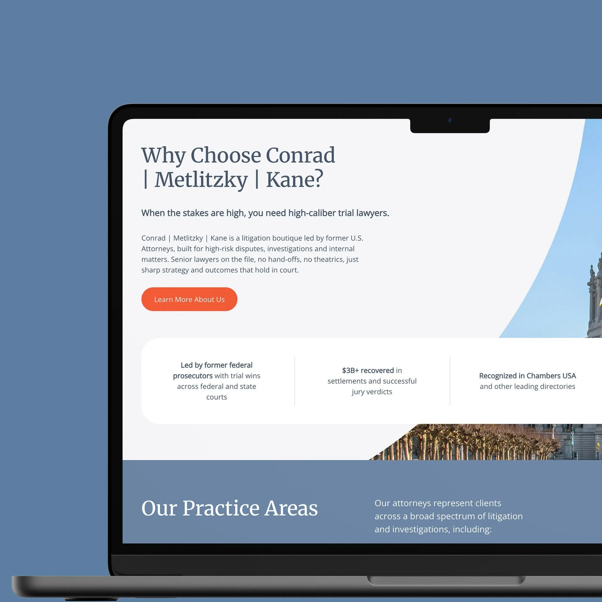 CMK Business Attorneys website on a laptop