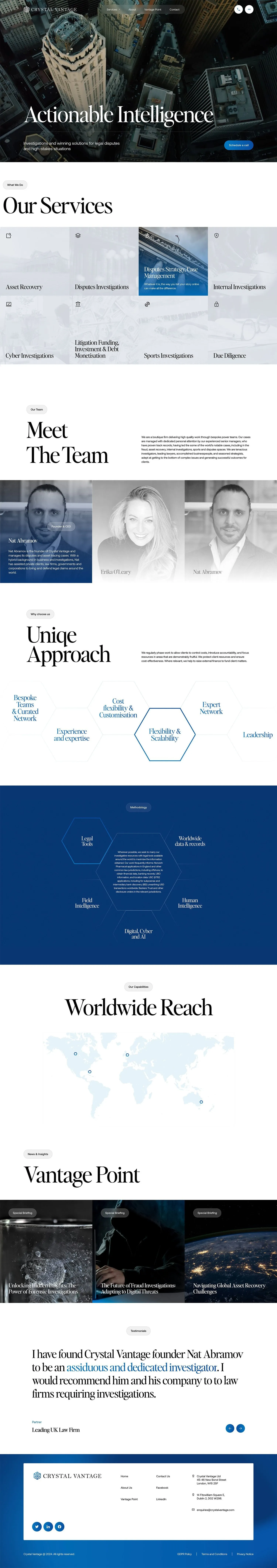 Full homepage design of the Crystal Vantage website