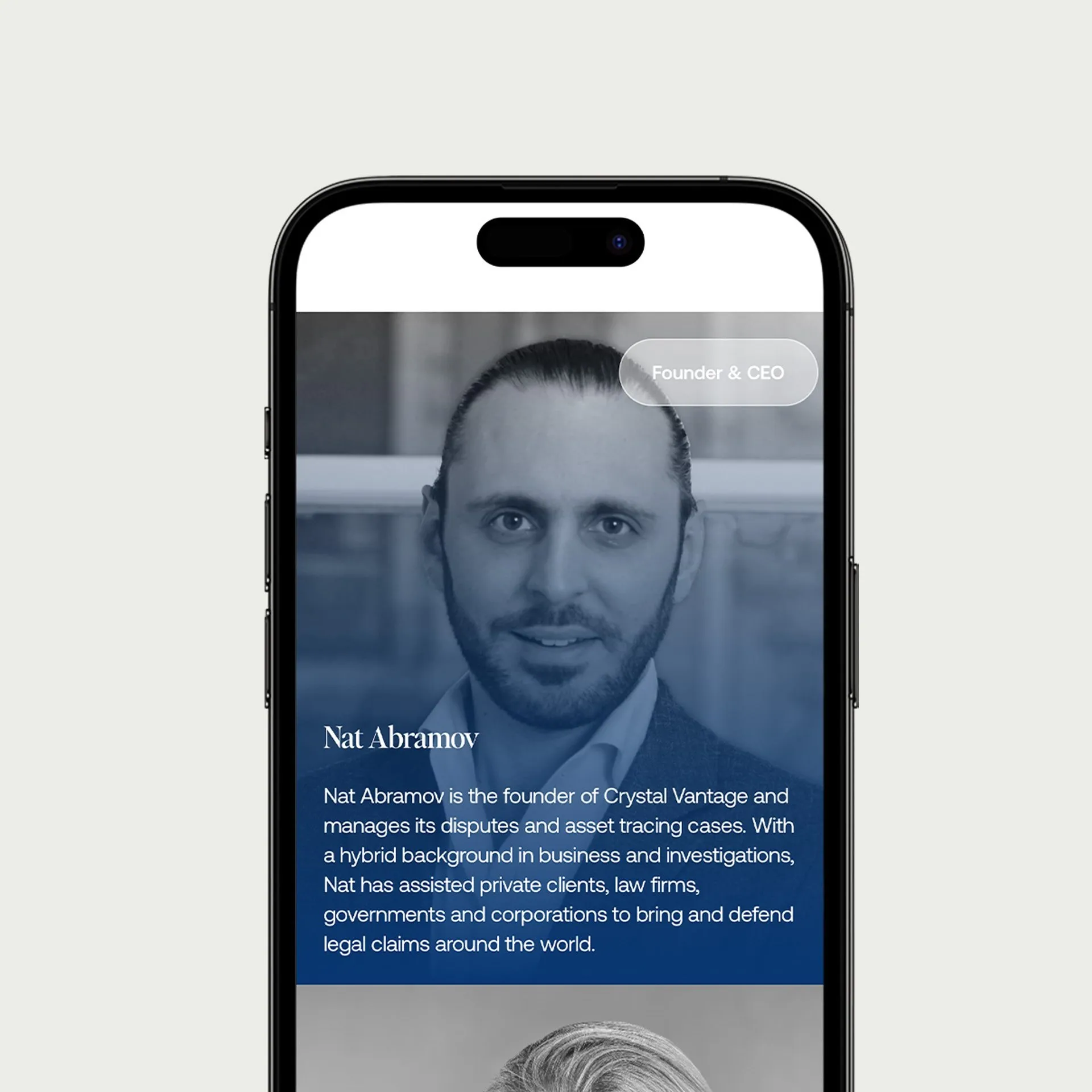 Crystal Vantage website on a phone