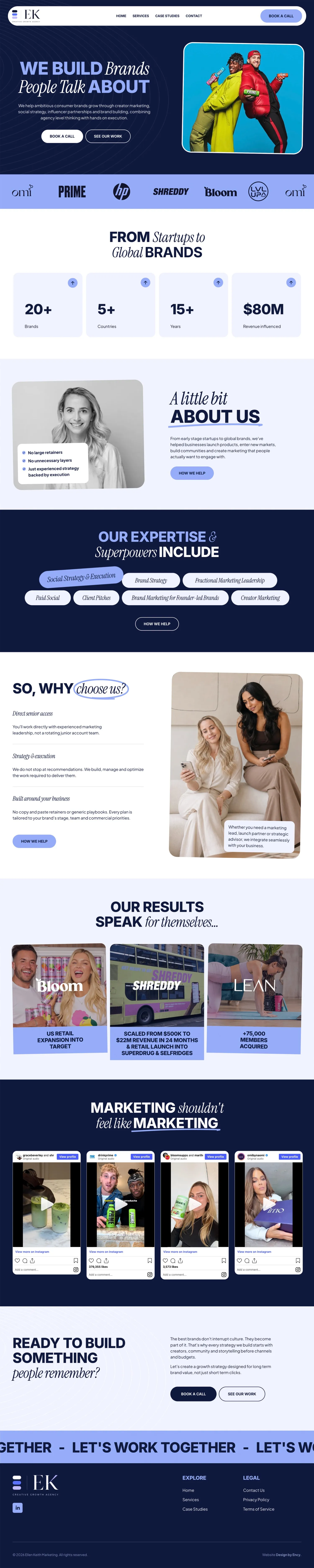 Full homepage design of the Ellen Keith Consulting website
