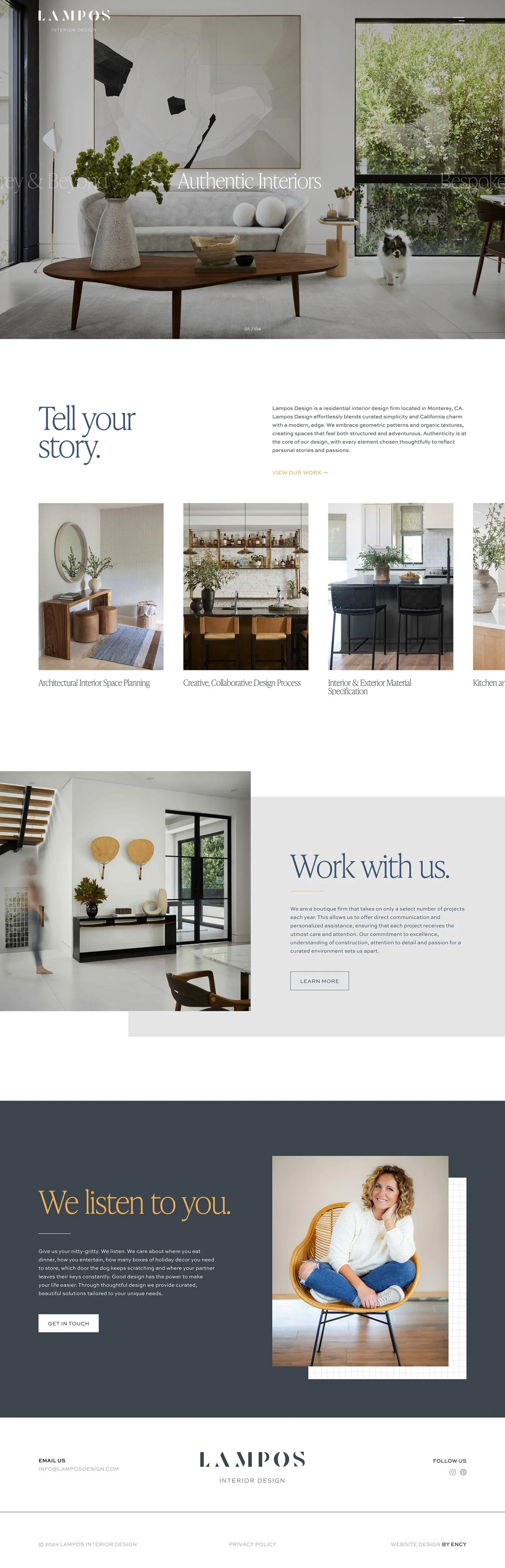 Full homepage design of the Lampos Design website