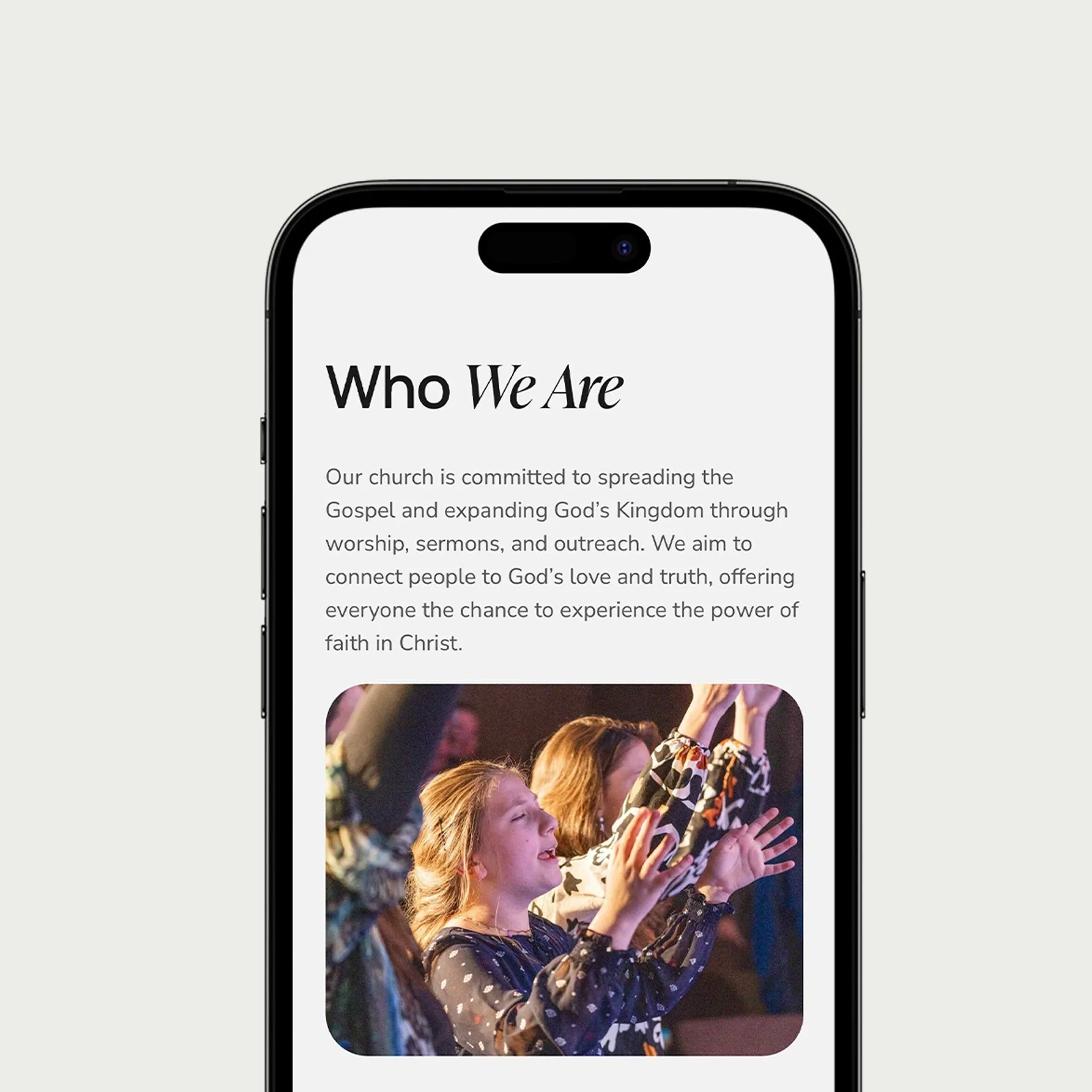 Life Church website on a phone