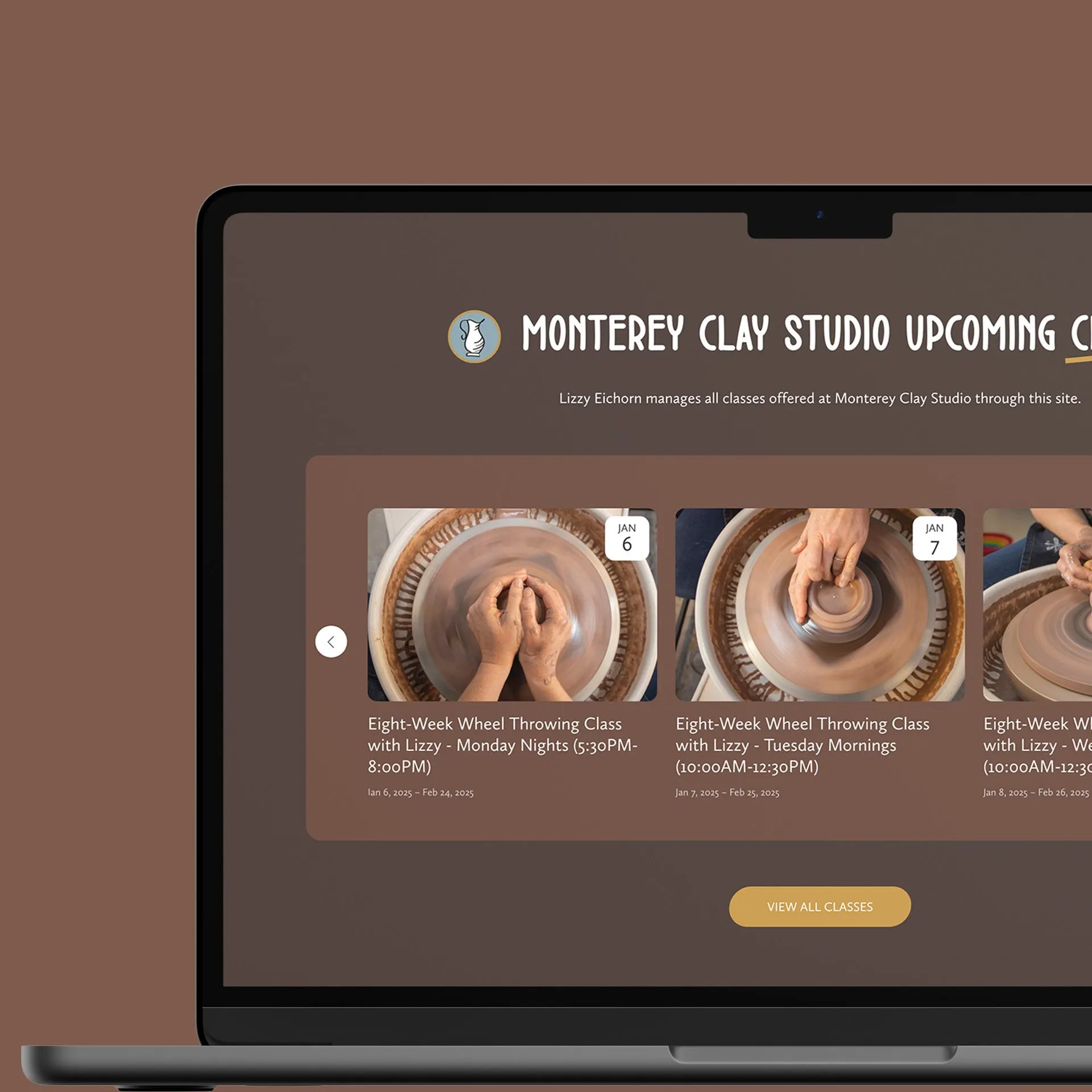 Lizzy Eichorn Studios website on a laptop