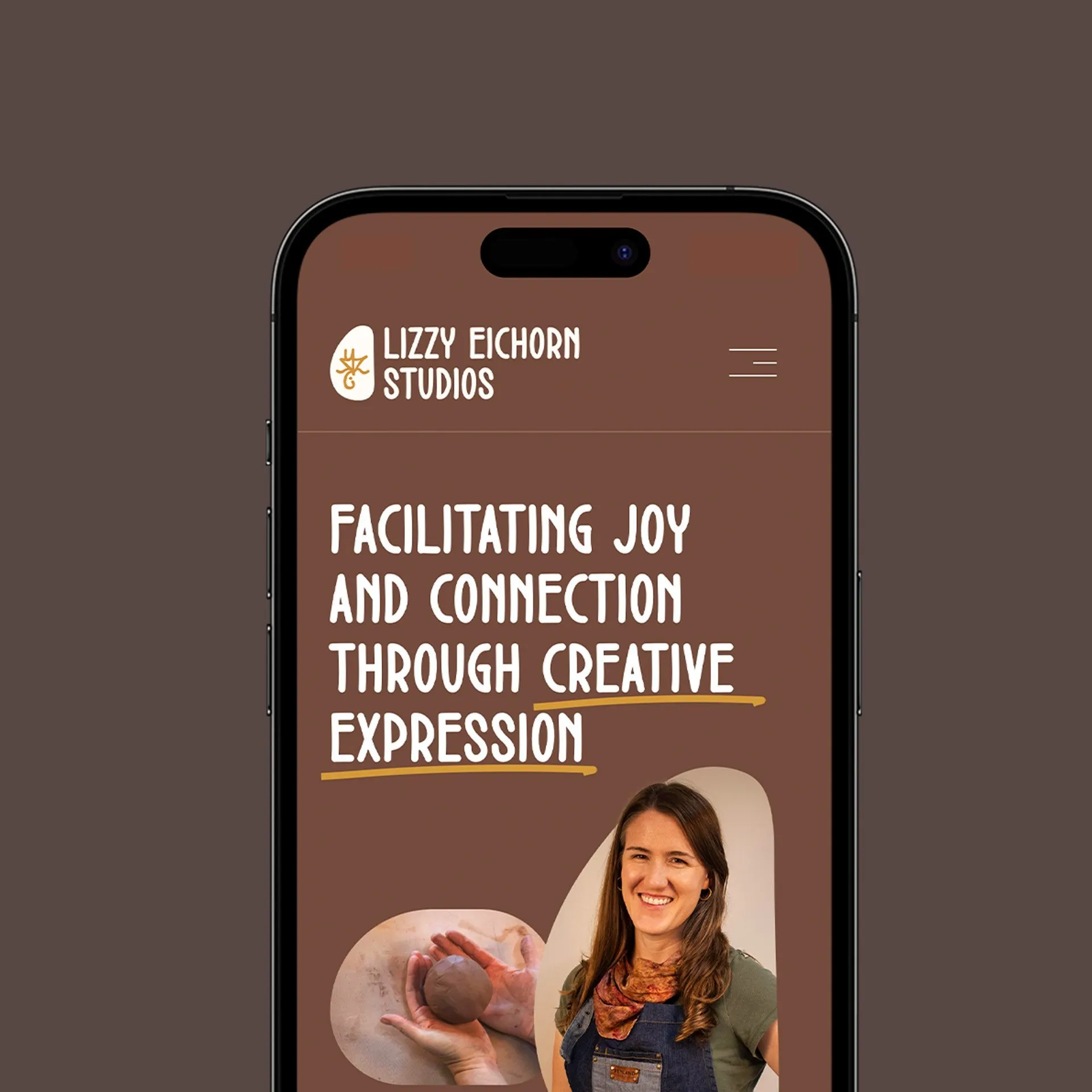 Lizzy Eichorn Studios website on a phone