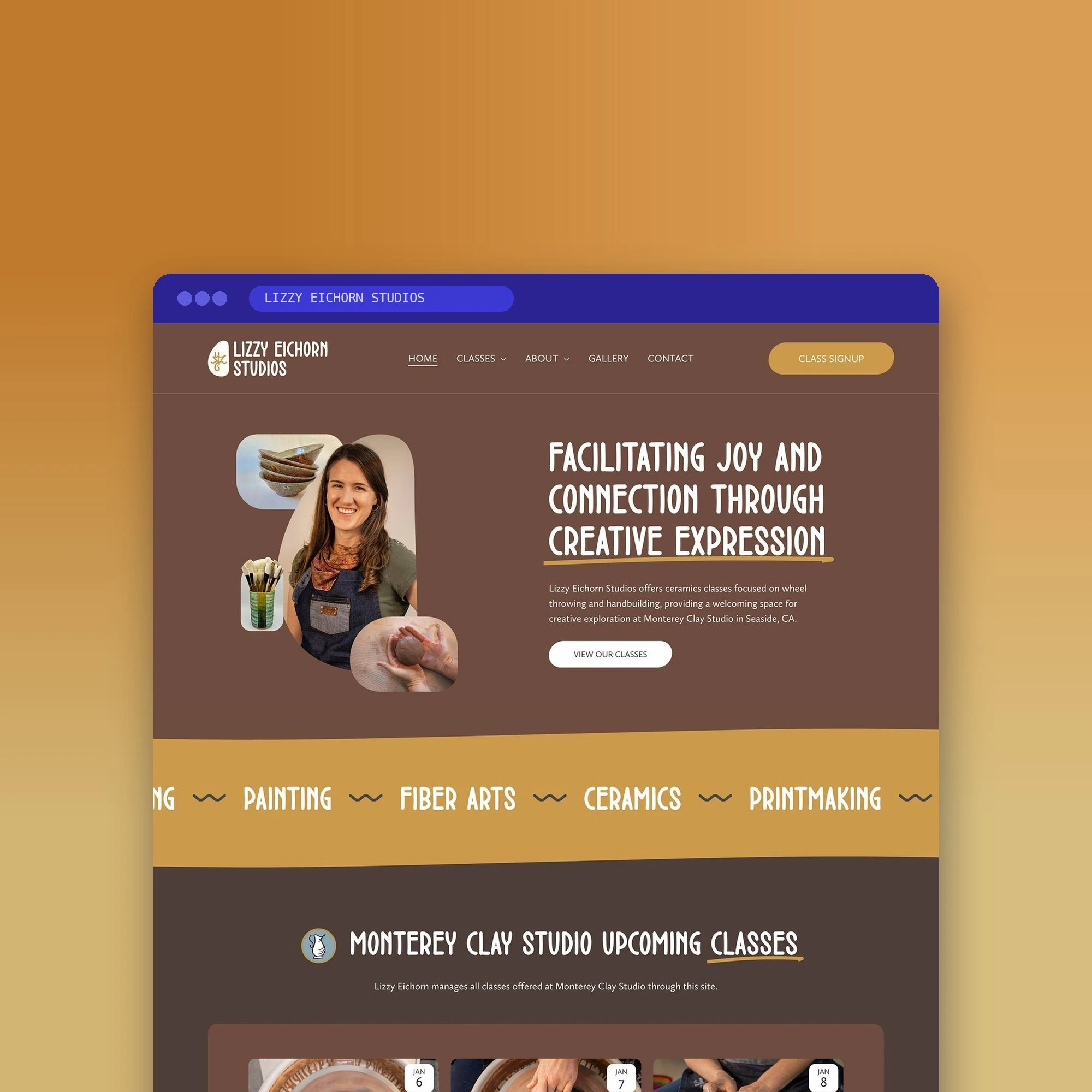 Lizzy Eichorn Studios website designed by Design by Ency