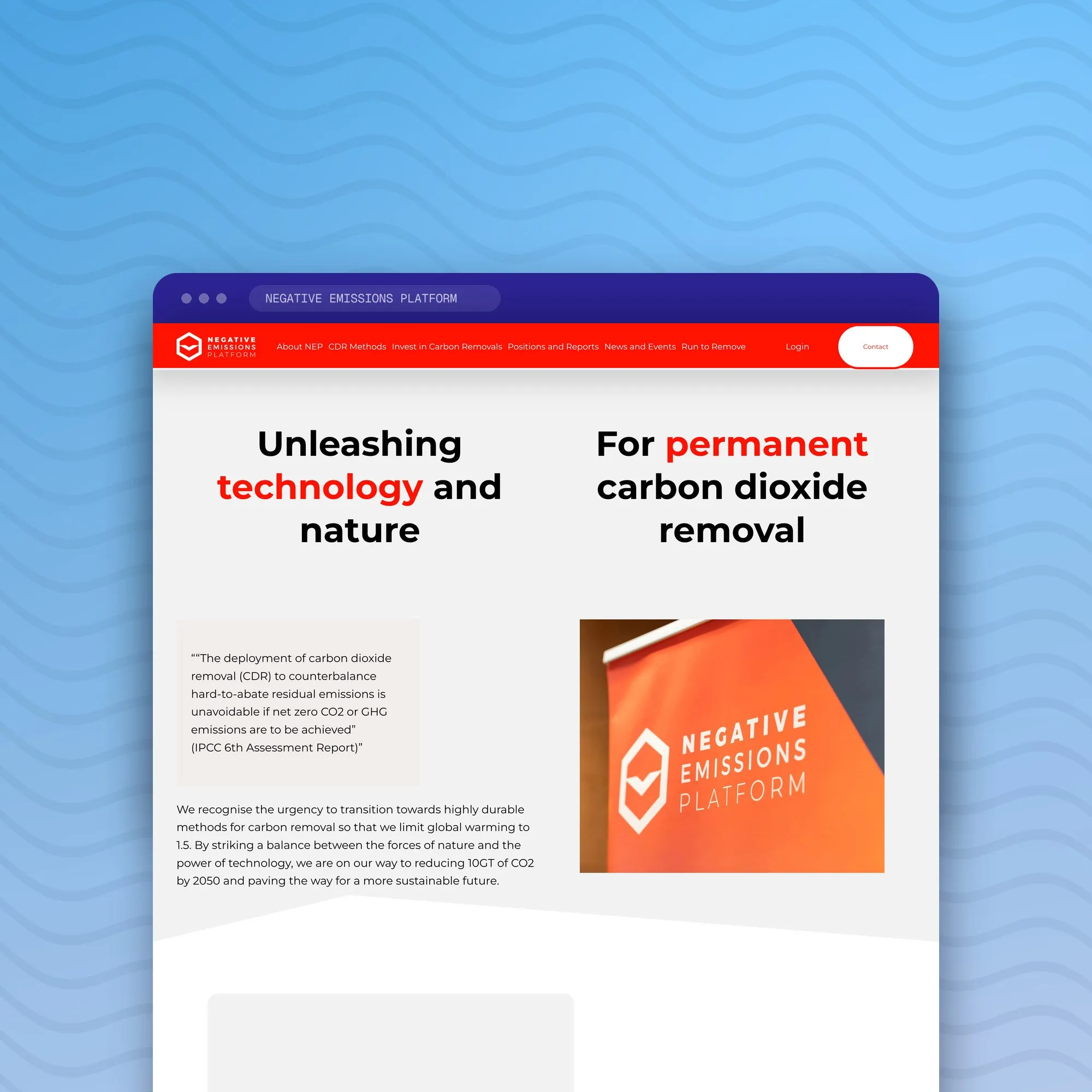 Negative Emissions Platform: the old homepage, before the rebuild