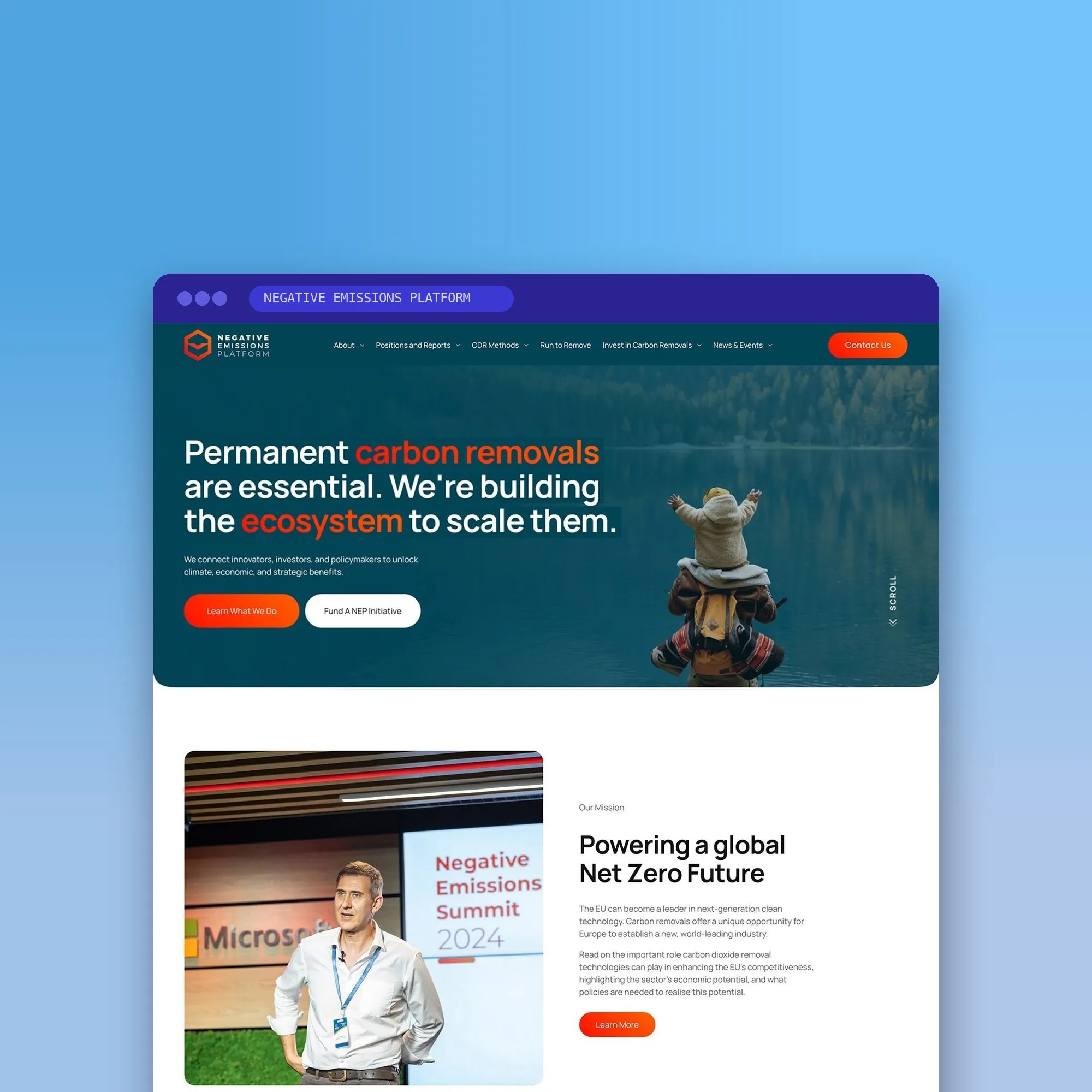 Negative Emissions Platform: the new homepage designed by Design by Ency