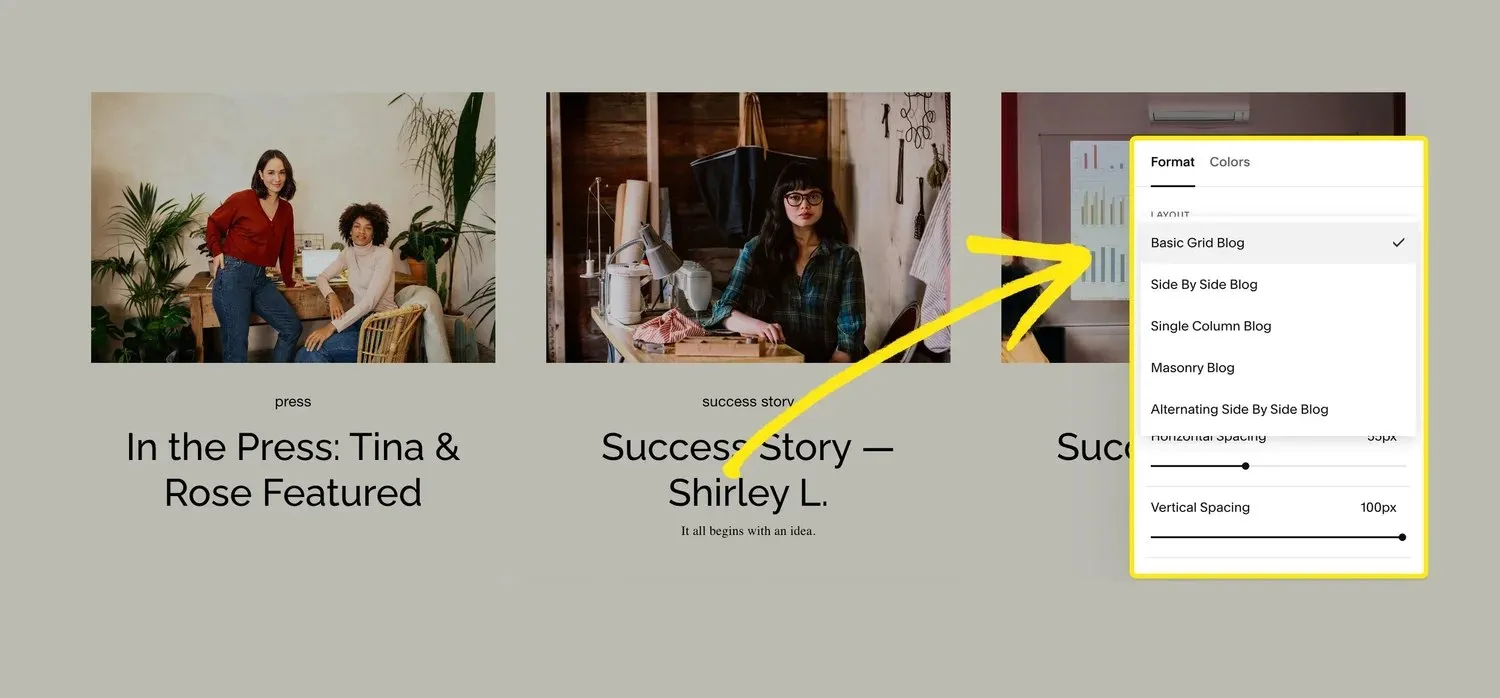 Squarespace blog layout