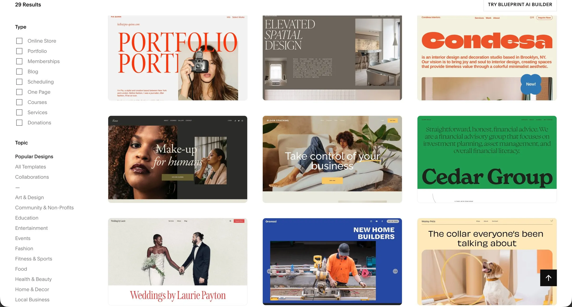 The Squarespace template store