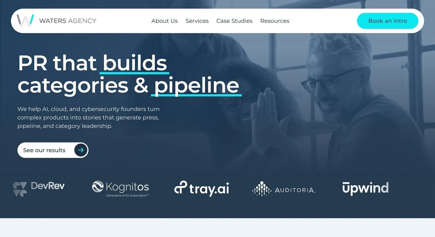 The Waters Agency homepage after the move from Wix to Squarespace