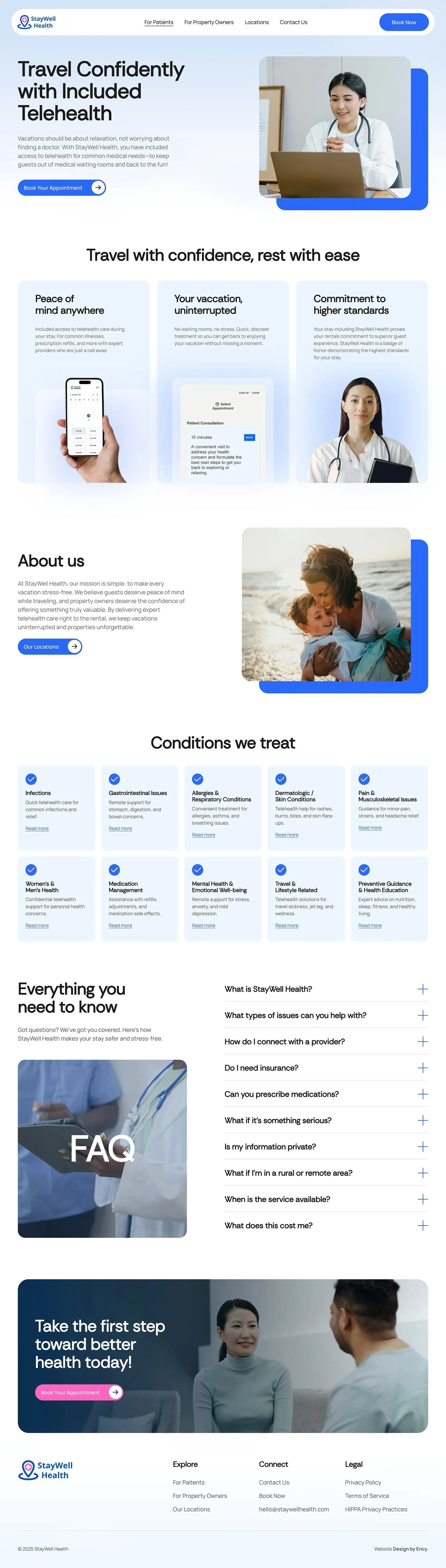 Full homepage design of the StayWell Health website