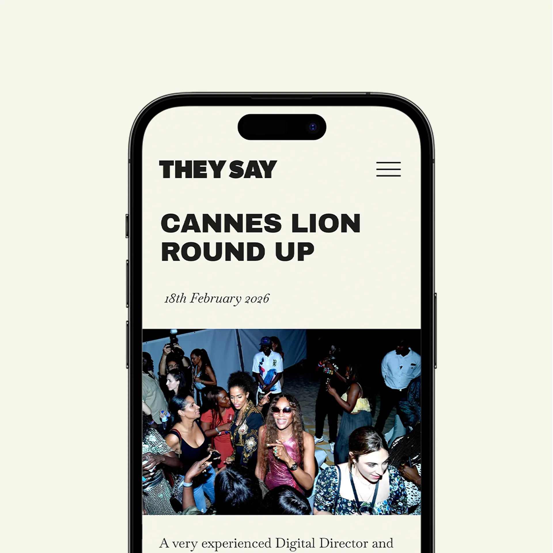 THEY SAY Studios website on a phone