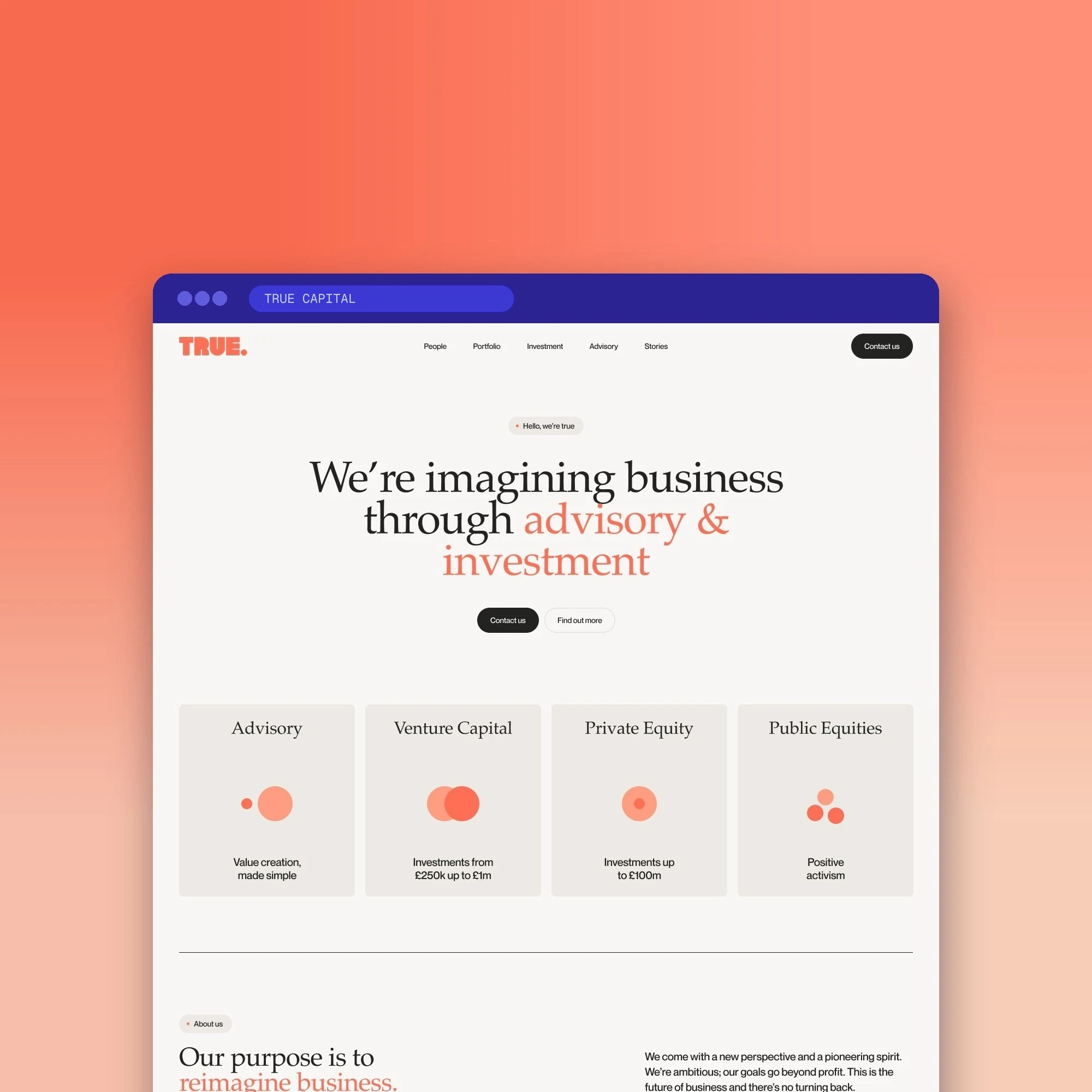 True Capital: the new homepage designed by Design by Ency