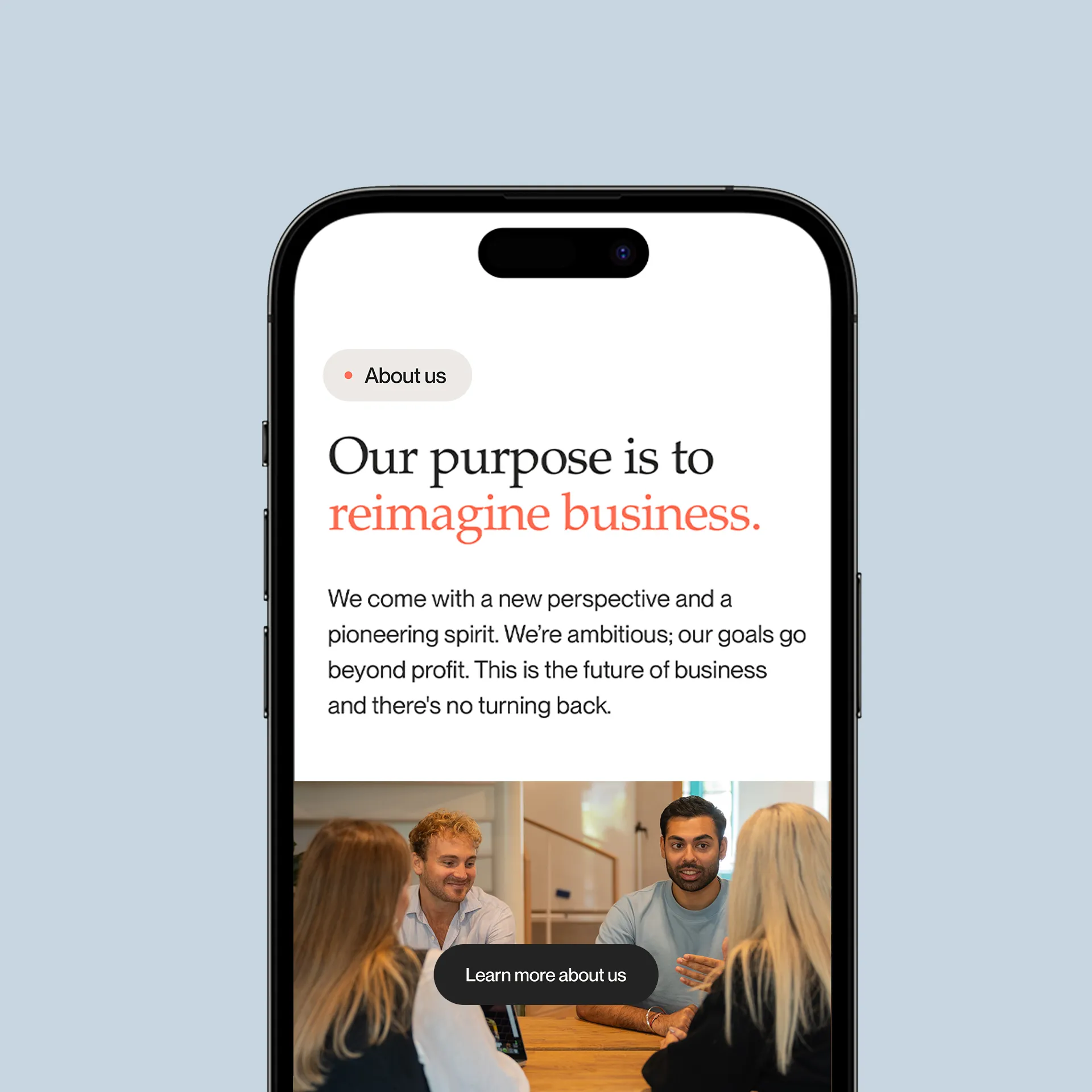 True Global website on a phone