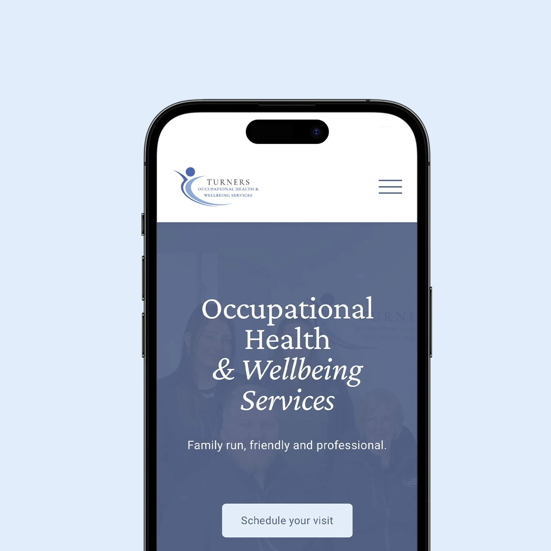 Turners Health website on a phone