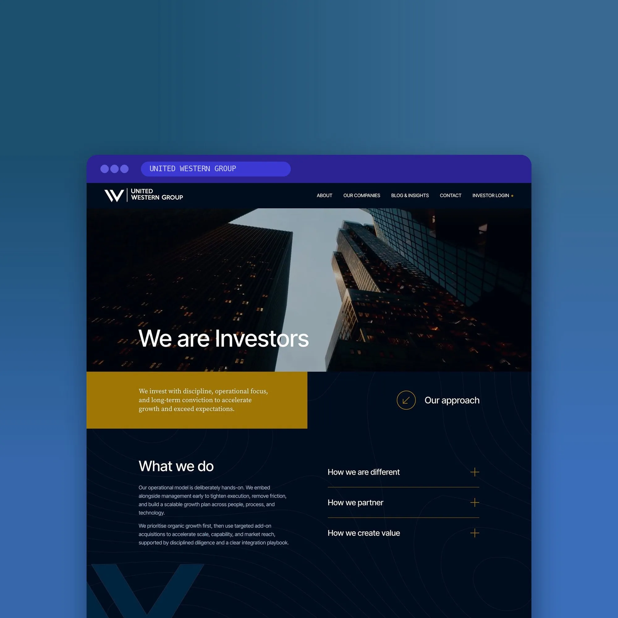 United Western Group website designed by Design by Ency